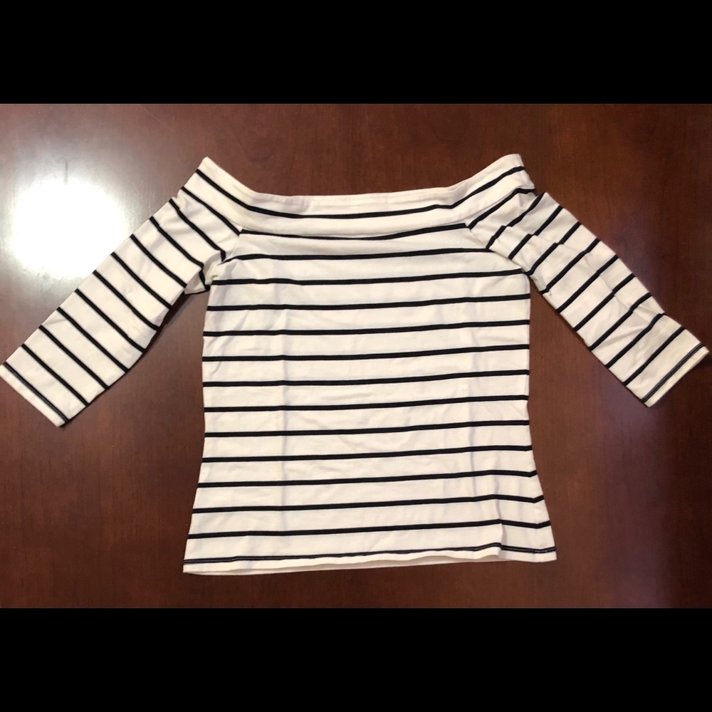 Black & White Striped Boatneck Top
